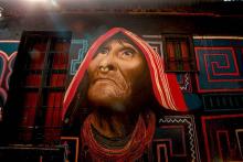 Mujer indígena en uno de los murales del Chorro de Quevedo, en el centro de Bogotá. Foto: Ricardo Báez / Instituto Distrital de Turismo